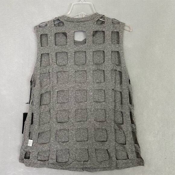 Revolve Michael Lauren Tank Top Women Sz Small Geometric Cut-Out Raw Edge USA - Picture 1 of 14